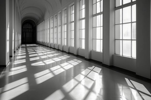 Corridoio classico in monocromatico con luce e ombre drammatiche