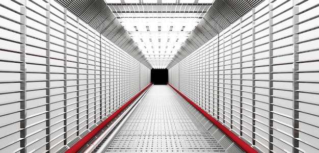 Corridoio del tunnel tecnologico sull'astronave Spazio futuristico e Sci Fi Corridor Room Showcase Lighting