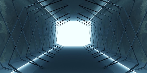 corridoio della tecnologia del tunnel sulla nave spaziale Futuristic Space and Sci Fi Corridor Room Showcase Lighting