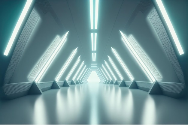 Corridoio futuristico all'interno dell'astronave nel film di fantascienza