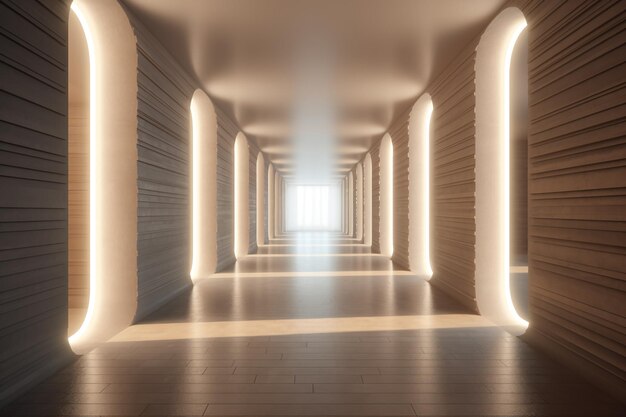 Corridoio illuminato interior design Stanza vuota Interior Background creativo ai