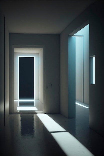Corridoio spazio limitato, luce innaturale