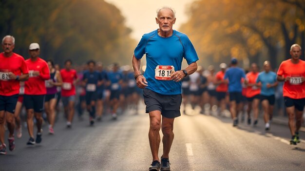 Corridore di maratona anziano