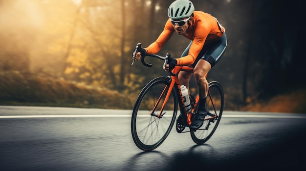 Corridore professionista di biciclette su strada in azione