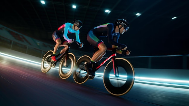 Corridore su un velodromo Gara ciclistica al velodromo Velocità estrema