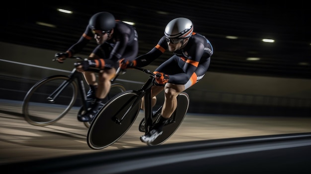 Corridore su un velodromo Gara ciclistica al velodromo Velocità estrema