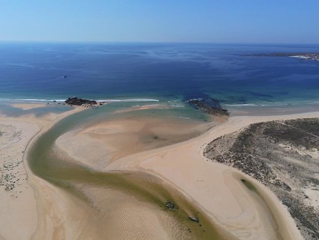 Corrubedo. bellissimo paesaggio costiero in dune di sabbia. Galizia.Spagna. Foto aerea del drone