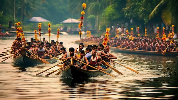 Corsa in barca di Onam Felice festival di Onam Onam Generativo ai