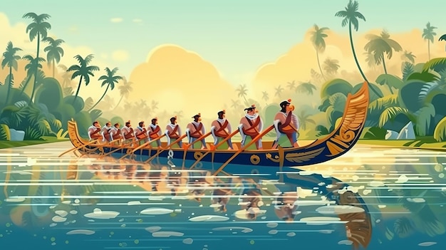 Corsa in barca di Onam Felice festival di Onam Onam Generativo ai