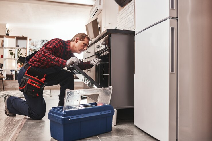 Cosa c'è con il forno tutta la lunghezza del riparatore che esamina il forno