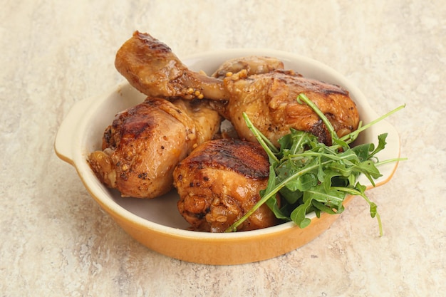 Coscia di pollo arrosto con rucola