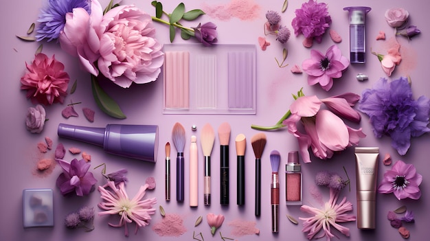 Cosmetici di fondo Cura della pelle flat lay Makeup di fondo