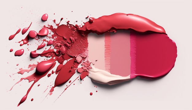 Cosmetici texture pezzi di rossetto spalmato su sfondo bianco IA generativa