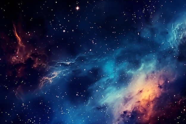 Cosmo colorato realistico con nebulosa e via lattea Sfondo galassia blu