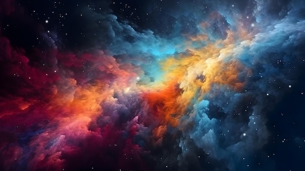 Cosmo notturno stellato spazio colorato galassia nube nebulosa generativa ai