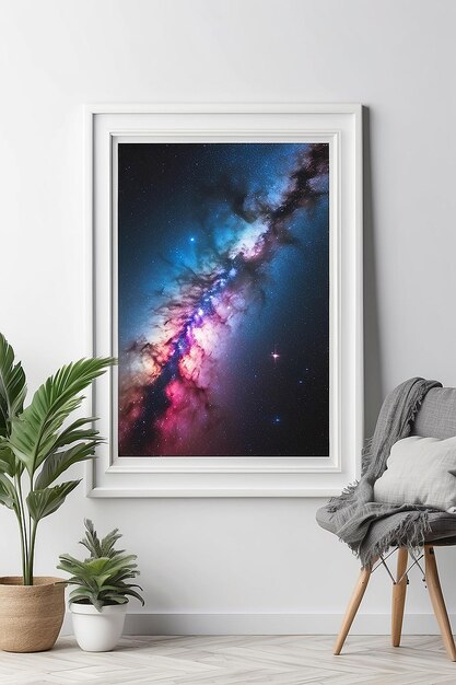 Cosmos Cascade Canvas Mockup di cornice vuota con spazio bianco vuoto per posizionare il tuo disegno