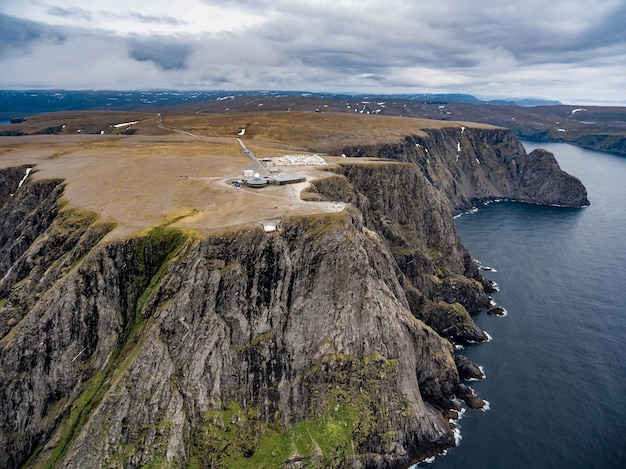 Costa del Mare di Barents Capo Nord (Nordkapp) nella fotografia aerea della Norvegia settentrionale.