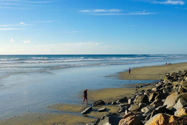 Costa del Pacifico con scogliera di arenaria gialla San Diego