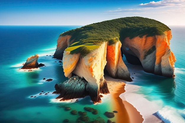 Costa rocciosa calcarea e mare a Capo Tarkhankut Mar Nero Crimea Russia Bellissimo paesaggio marino