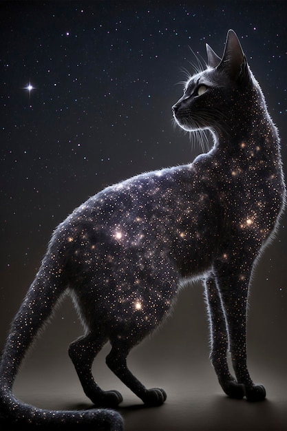 costellazione di stelle nella superba forma di un gatto, bellissima