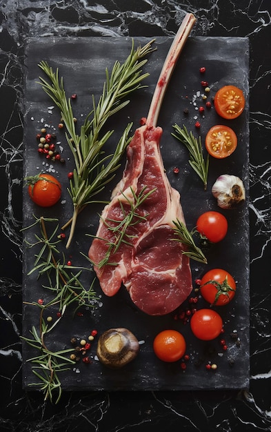 costole di carne di agnello fresche con erbe