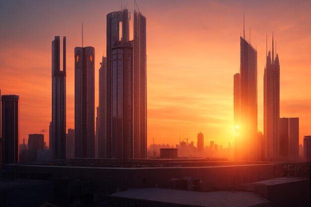 Costruire Città E Tramonto