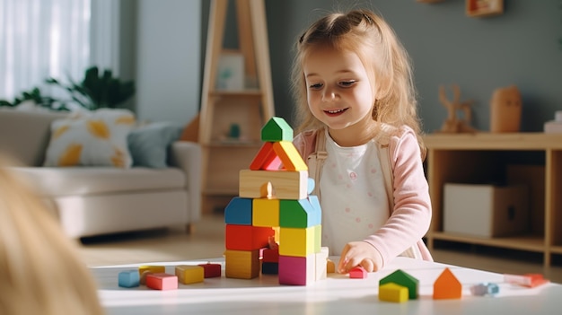 Costruire la brillantezza Un gioco educativo stimolante con i blocchi impilabili dell'arcobaleno