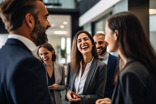 Costruire legami e rafforzare il morale Una gioiosa pausa caffè unisce i giovani professionisti sul posto di lavoro