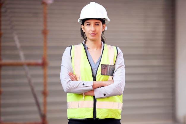 Costruire questa città con le mie mani Inquadratura di una giovane donna che lavora in un cantiere edile