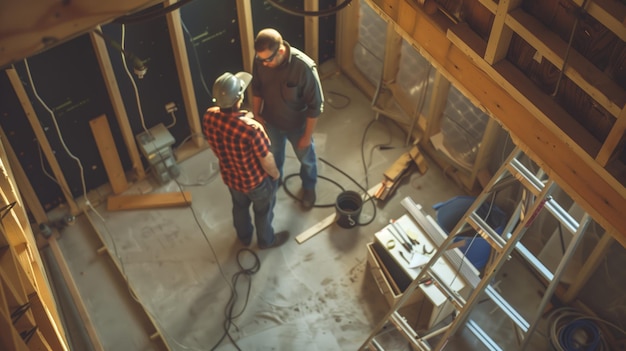 Costruttori professionisti che progettano sul cantiere