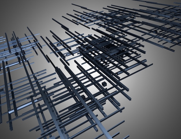 Costruzione astratta del fondo 3D. illustrazione 3D