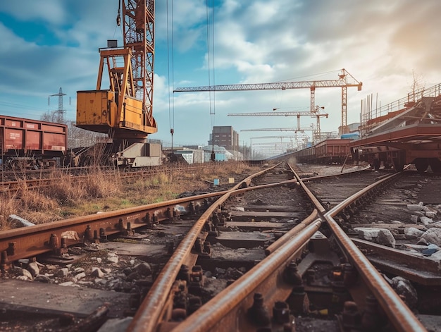 Costruzione di un'espansione ferroviaria con gru a torre