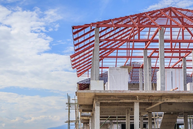 Costruzione residenziale nuova casa in corso in cantiere