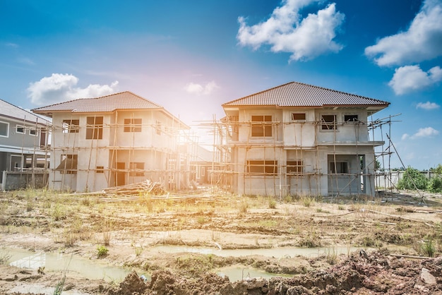 Costruzione residenziale nuova casa in corso in cantiere