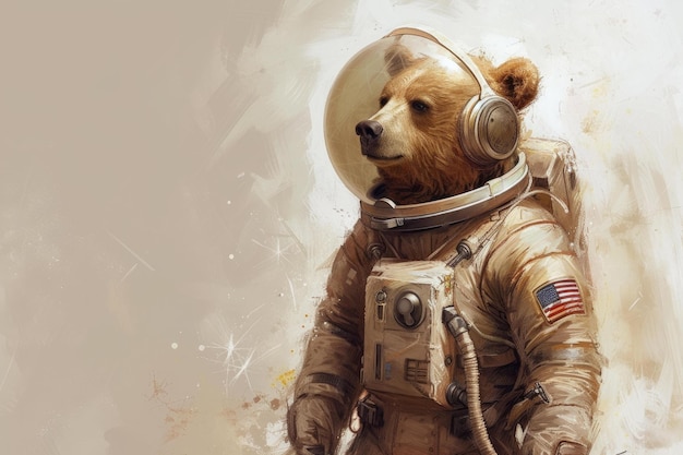 Costume di astronauta dell'orso Generate Ai