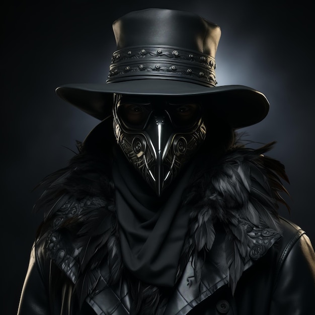 Costume di Halloween del dottore della peste con grande mirtillo di corvo e cappello Banner con posto per il testo S