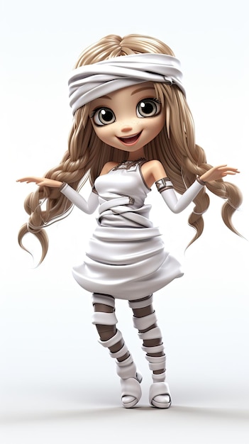 Costume di Halloween per bambina Mummia cartone animato 3D