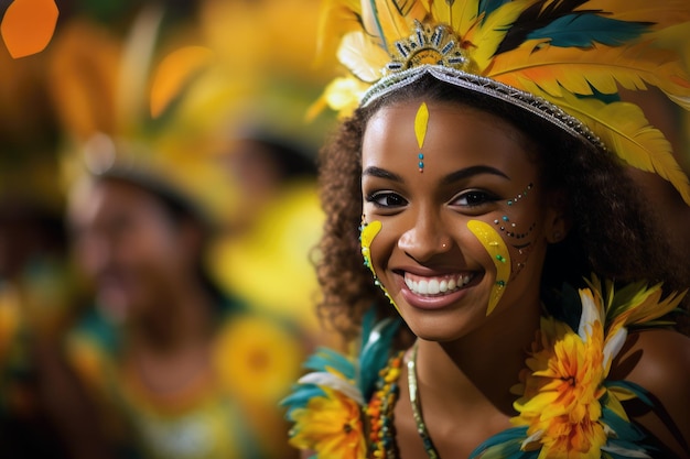 Costumi colorati e ballerini di samba al carnevale brasiliano