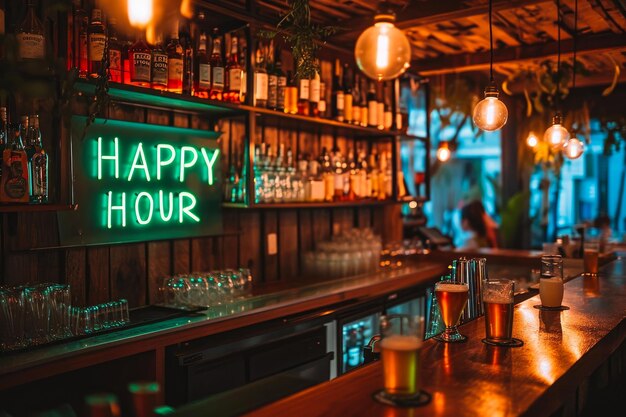 Cosy Pub Happy Hour Display al neon