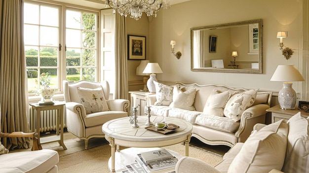 Cotswolds cottage style living room living room interior design and country house home decor sofa and lounge furniture English countryside style