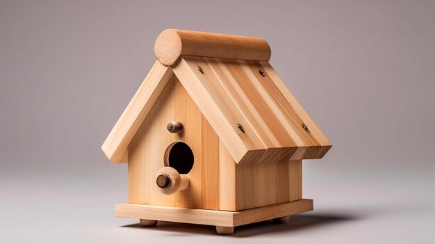 Cotta d'uccello in legno con un buco sul tetto che forse funziona come una telecamera spia travestita da casa degli uccelli