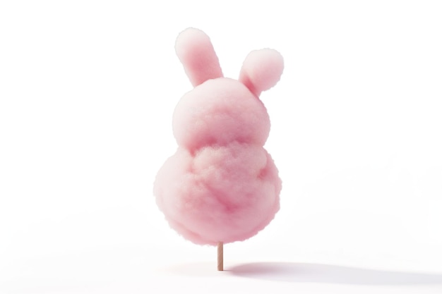 Cotton candy isolato su sfondo bianco Cotton Candy rosa a forma di coniglio