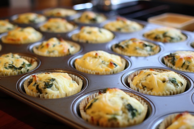 Cottura di un grande lotto di salati muffin per la colazione grabandgo