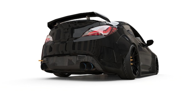 Coupé di piccola auto sportiva nera. rendering 3D.