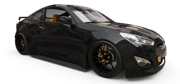 Coupé di piccola auto sportiva nera. rendering 3D.