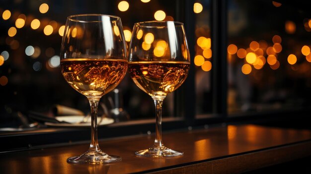 Couple Clinking Glasses Valentine's Day Dinner Bright Background Background Hd