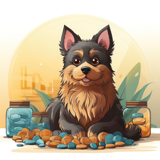 Couponing per le forniture per animali domestici Pet Savings Pet Care Esse Cartoon Illustration Background