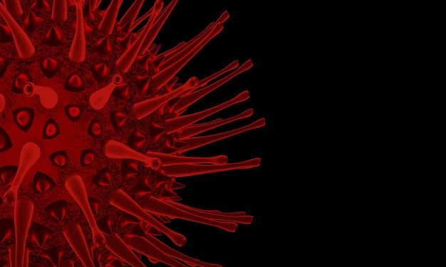 Covid19 virus nCoV Concept Bacteria astratta o cellula di virus in forma sferica con lunghe antenne Coronavirus da Wahan Cina concetto di crisi Pandemia o concetto di infezione da virus Rendering 3D