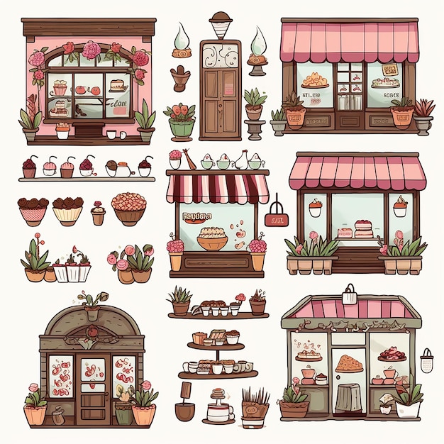 Cozy Coffee Corner Cute Coffee Shop Decorazione Clipart