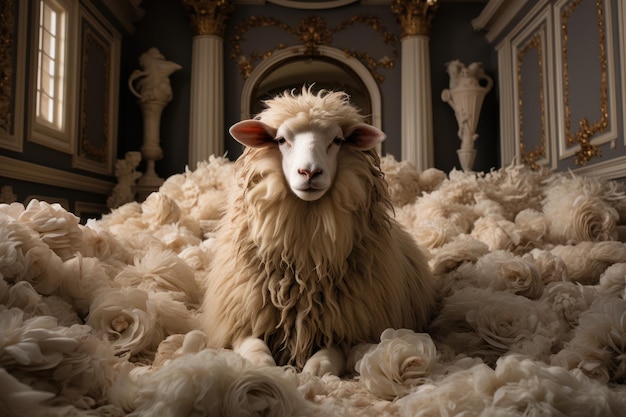 Cozy Elegance Woolly Sheep's Haven Inside Generative AI